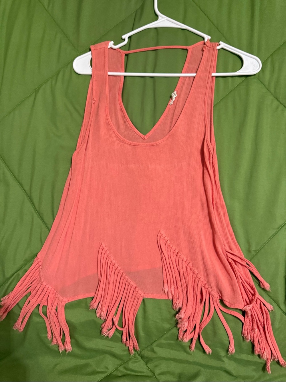 En Creme Coral Fringe Tank Top